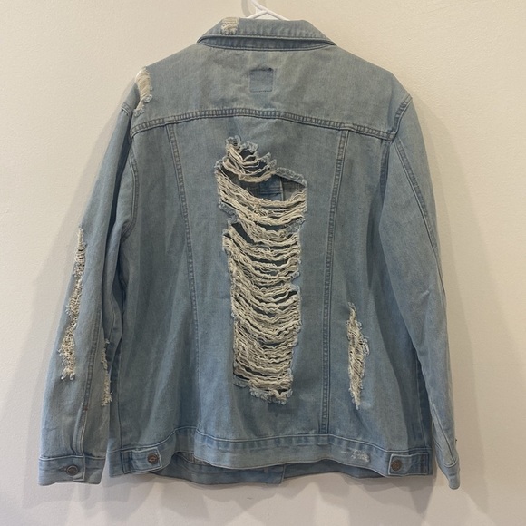 ONE5ONE Distressed / Ripped Denim Jacket 100% Cotton - Picture 9 of 14